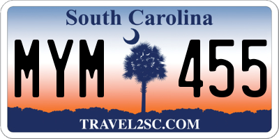 SC license plate MYM455