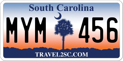 SC license plate MYM456