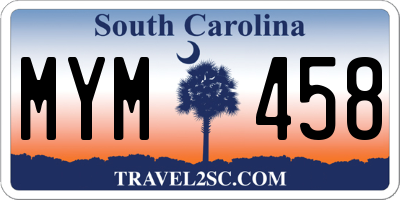 SC license plate MYM458