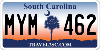 SC license plate MYM462