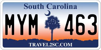 SC license plate MYM463
