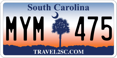 SC license plate MYM475