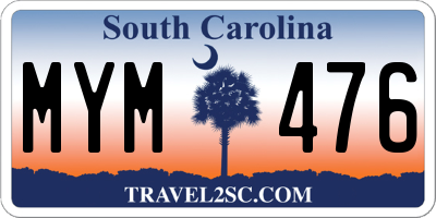 SC license plate MYM476