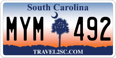 SC license plate MYM492