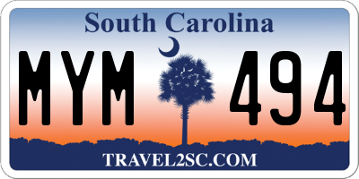 SC license plate MYM494