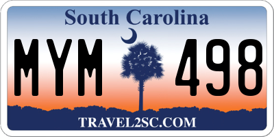 SC license plate MYM498