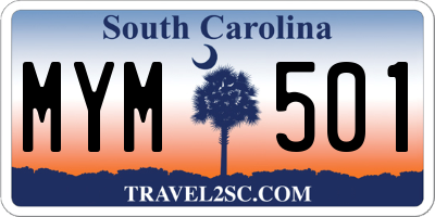 SC license plate MYM501