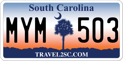 SC license plate MYM503