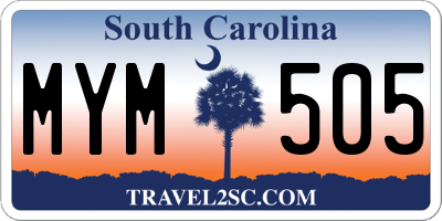SC license plate MYM505