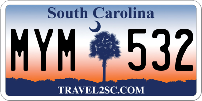 SC license plate MYM532