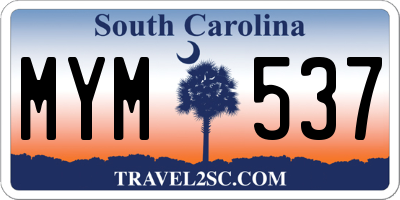SC license plate MYM537