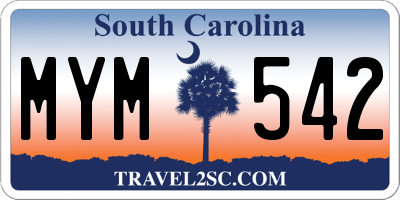 SC license plate MYM542