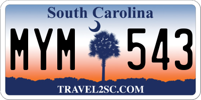 SC license plate MYM543