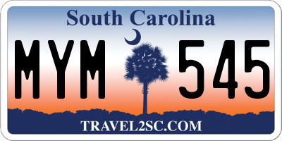 SC license plate MYM545