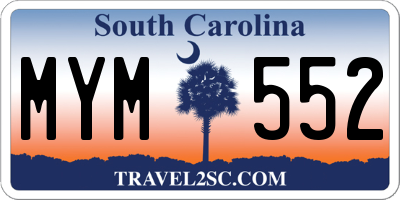 SC license plate MYM552