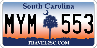 SC license plate MYM553