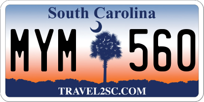 SC license plate MYM560