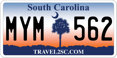 SC license plate MYM562