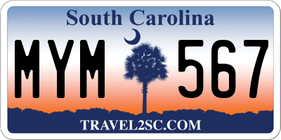 SC license plate MYM567