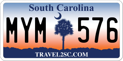 SC license plate MYM576