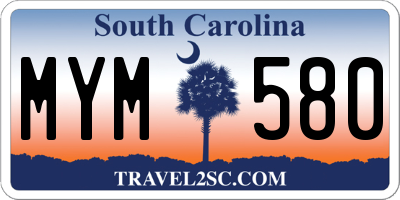 SC license plate MYM580