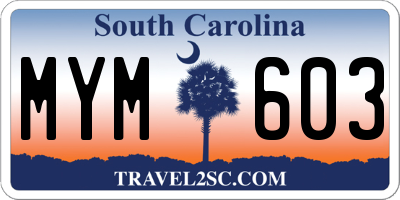 SC license plate MYM603