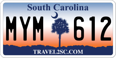 SC license plate MYM612
