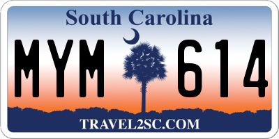 SC license plate MYM614