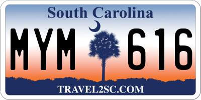 SC license plate MYM616