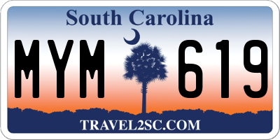 SC license plate MYM619