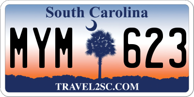 SC license plate MYM623