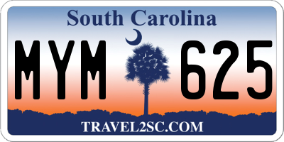 SC license plate MYM625