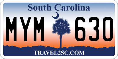 SC license plate MYM630