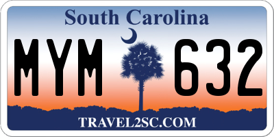 SC license plate MYM632