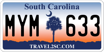 SC license plate MYM633