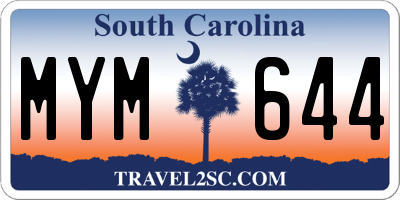 SC license plate MYM644