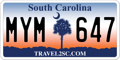 SC license plate MYM647