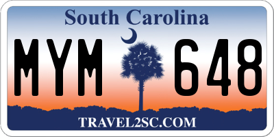 SC license plate MYM648