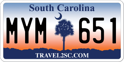 SC license plate MYM651