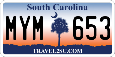 SC license plate MYM653
