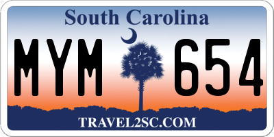 SC license plate MYM654