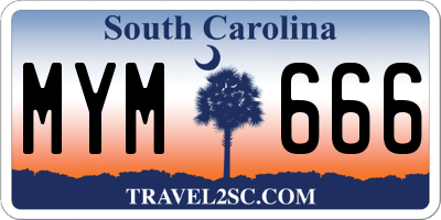 SC license plate MYM666