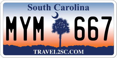 SC license plate MYM667