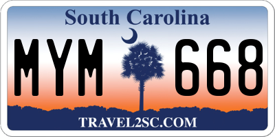 SC license plate MYM668