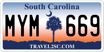 SC license plate MYM669