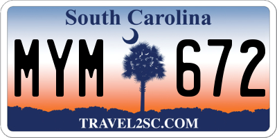 SC license plate MYM672
