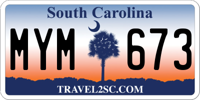 SC license plate MYM673