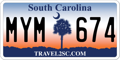 SC license plate MYM674