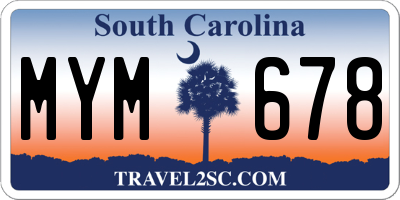 SC license plate MYM678
