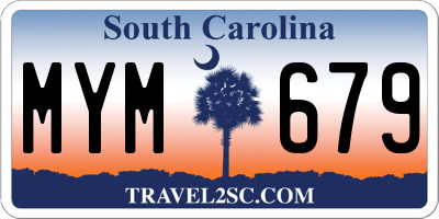SC license plate MYM679